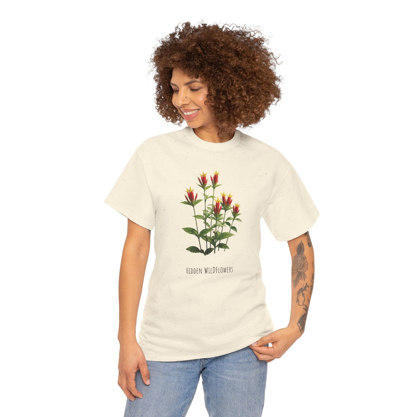 Indian Pink Wildflower Tee - Botanical Nature Shirt